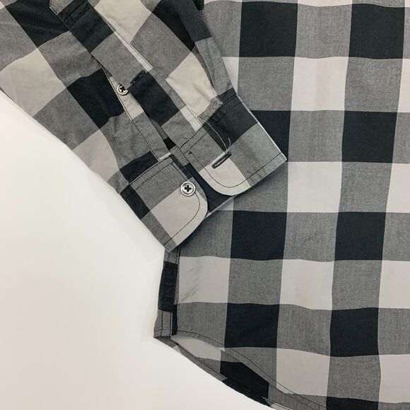 J Crew Plaid Shirt Mens M Medium Grey Plaid Long Sleeve 2-Ply Cotton Button Up - Picture 3 of 11